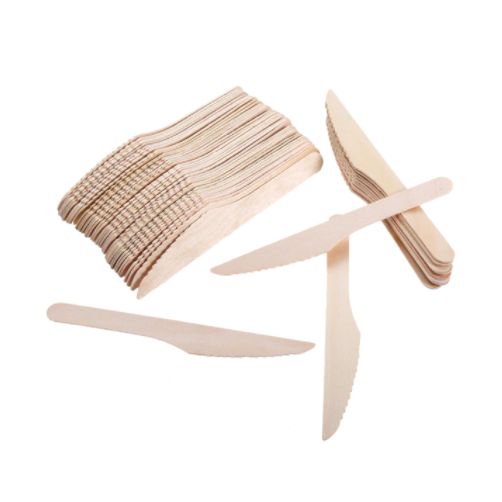 100 X Disposable Wooden Knives Cutlery Bulk Bamboo Party 165mm Knife-0