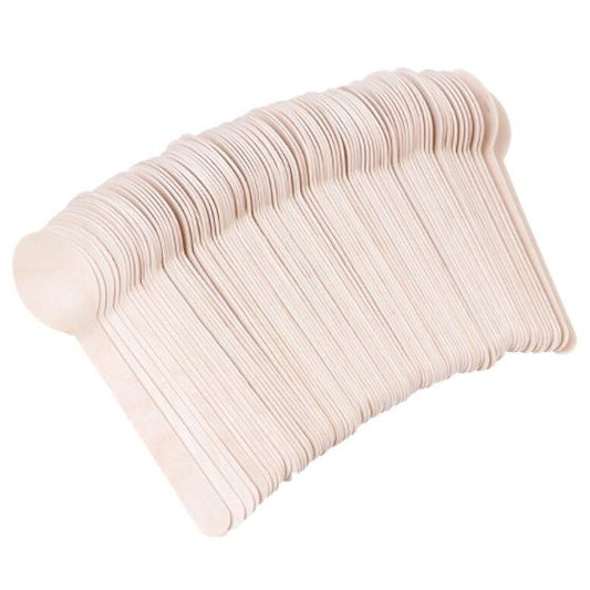 100 X Disposable Wooden Spoons Cutlery Bulk Bamboo Party 160mm Spoon-0